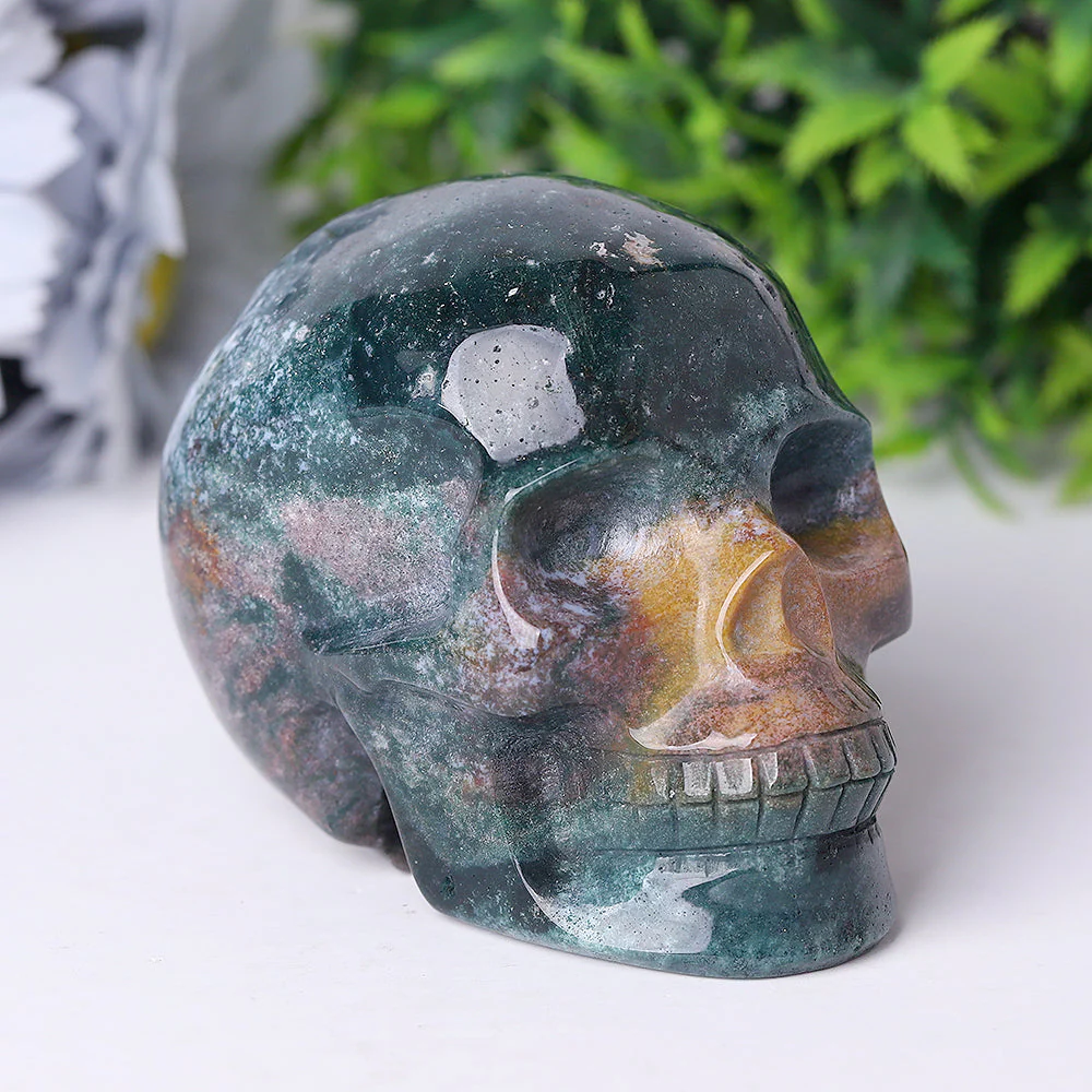3.5 Inch Ocean Jasper Crystal Skull for Spiritual Healing - Image 3