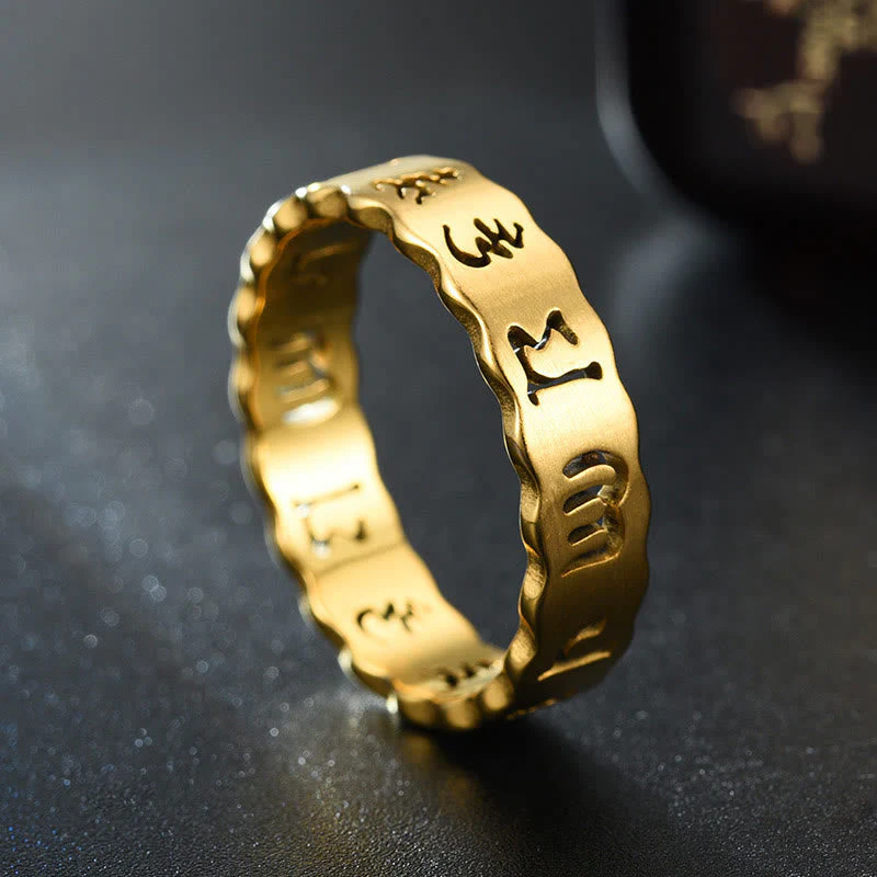 10mm Titanium Steel Om Mani Padme Hum Spinning Ring - Image 4