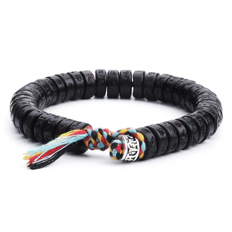 Om Mani Padme Hum Coconut Shell Happiness Bracelet