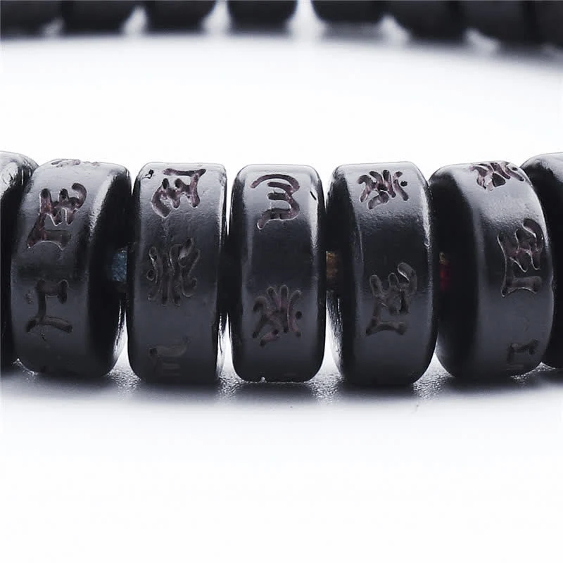 Om Mani Padme Hum Coconut Shell Happiness Bracelet - Image 3