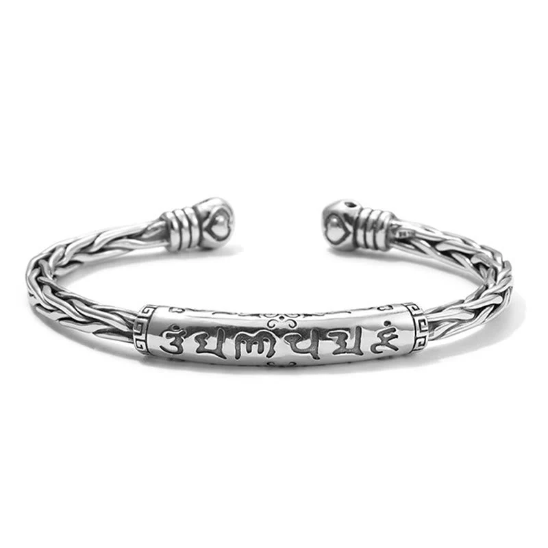 Adjustable Copper Om Mani Padme Hum Focus Cuff Bracelet