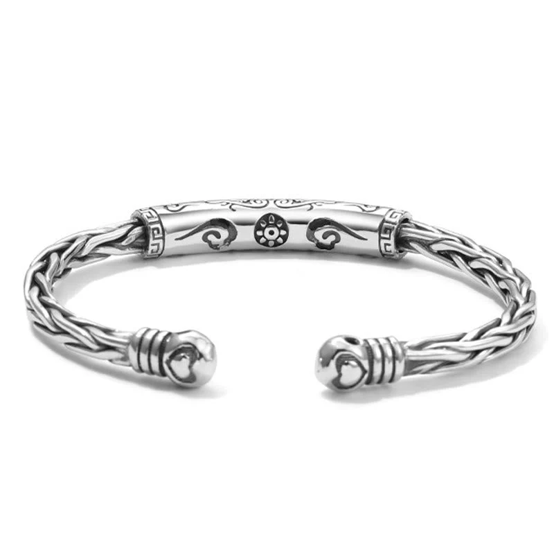 Adjustable Copper Om Mani Padme Hum Focus Cuff Bracelet - Image 2