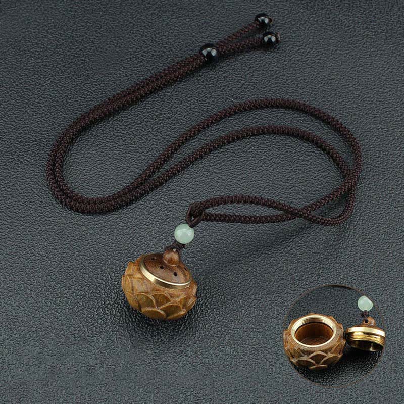 Om Mani Padme Hum Green Sandalwood Necklace for Soothing Peace - Image 11
