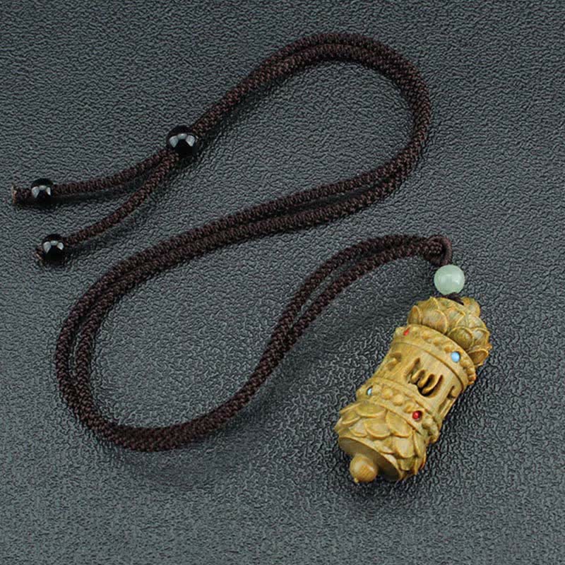 Om Mani Padme Hum Green Sandalwood Necklace for Soothing Peace - Image 5