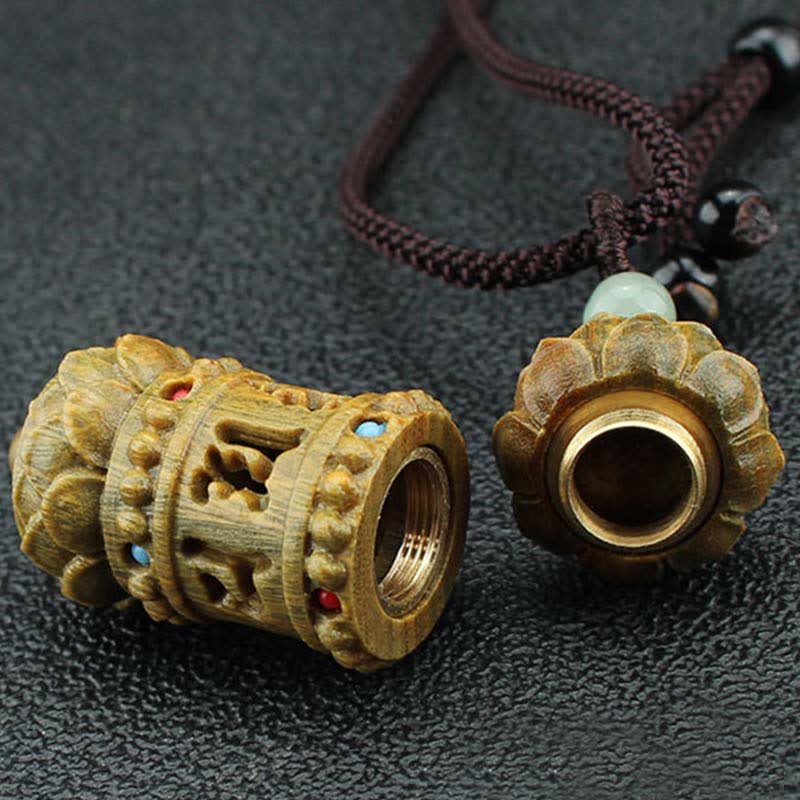 Om Mani Padme Hum Green Sandalwood Necklace for Soothing Peace - Image 6
