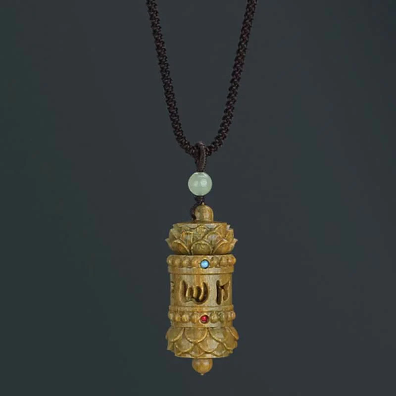 Om Mani Padme Hum Green Sandalwood Necklace for Soothing Peace - Image 7
