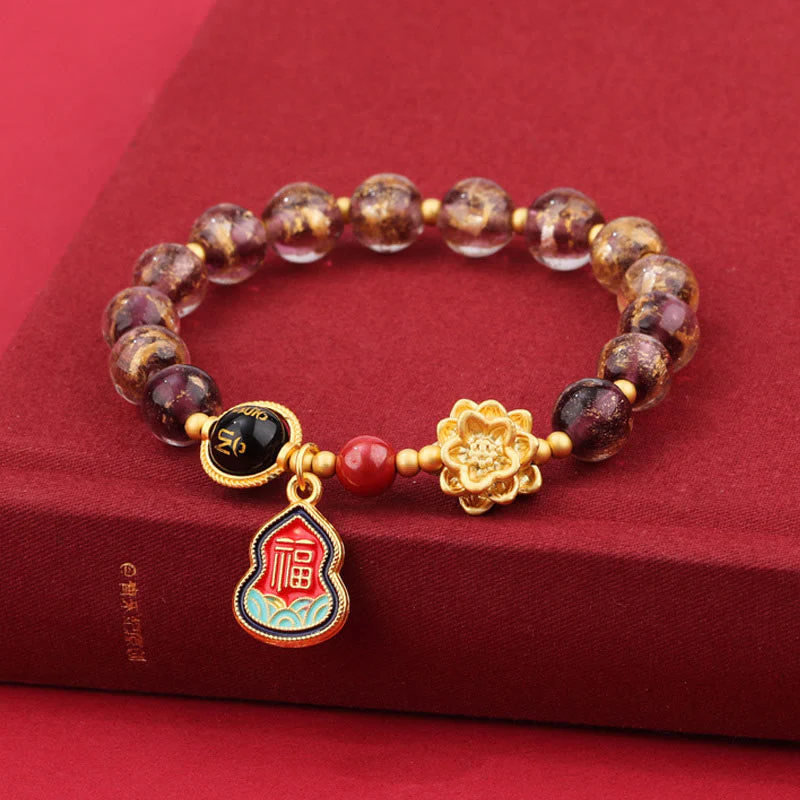 8mm Om Mani Padme Hum Bracelet | Liuli Glass Charm - Image 12