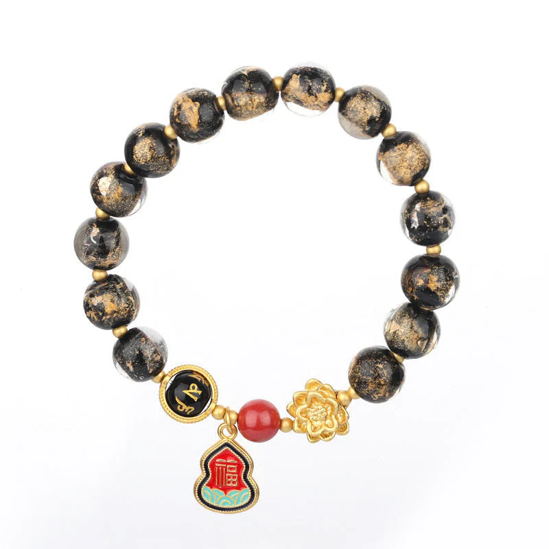 8mm Om Mani Padme Hum Bracelet | Liuli Glass Charm - Image 5