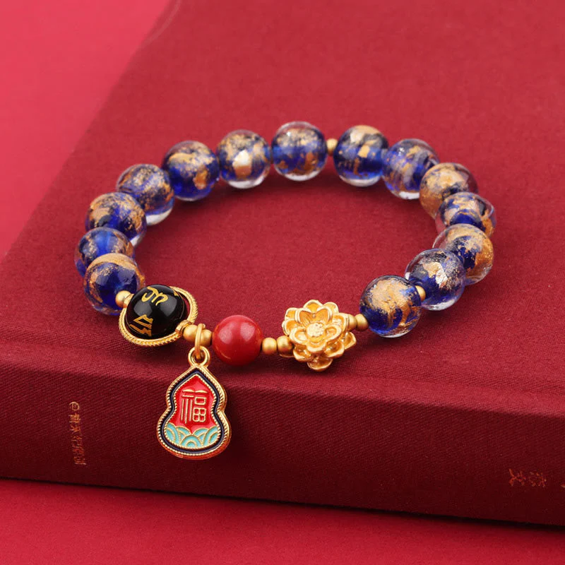 8mm Om Mani Padme Hum Bracelet | Liuli Glass Charm - Image 6