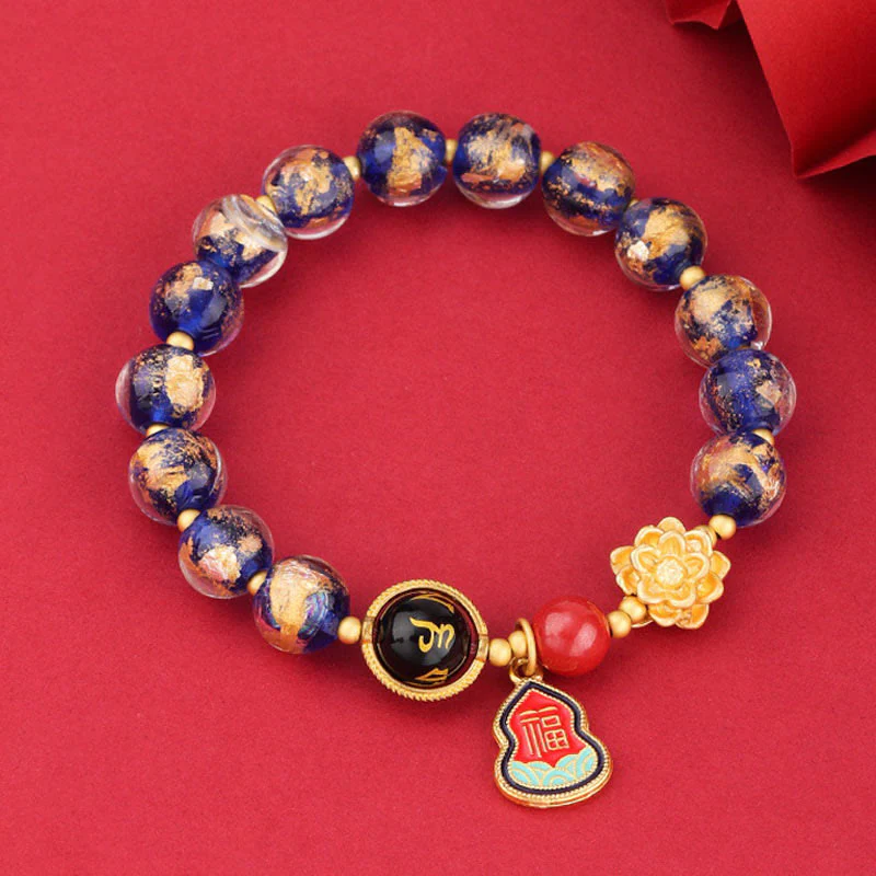 8mm Om Mani Padme Hum Bracelet | Liuli Glass Charm - Image 8