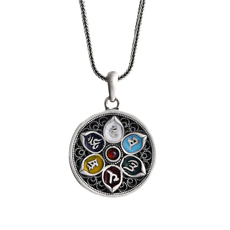 Om Mani Padme Hum Necklace | Copper Silver Tibetan Pendant - Image 10