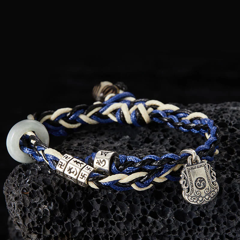 16cm Sterling Silver Om Mani Padme Hum Protection Bracelet