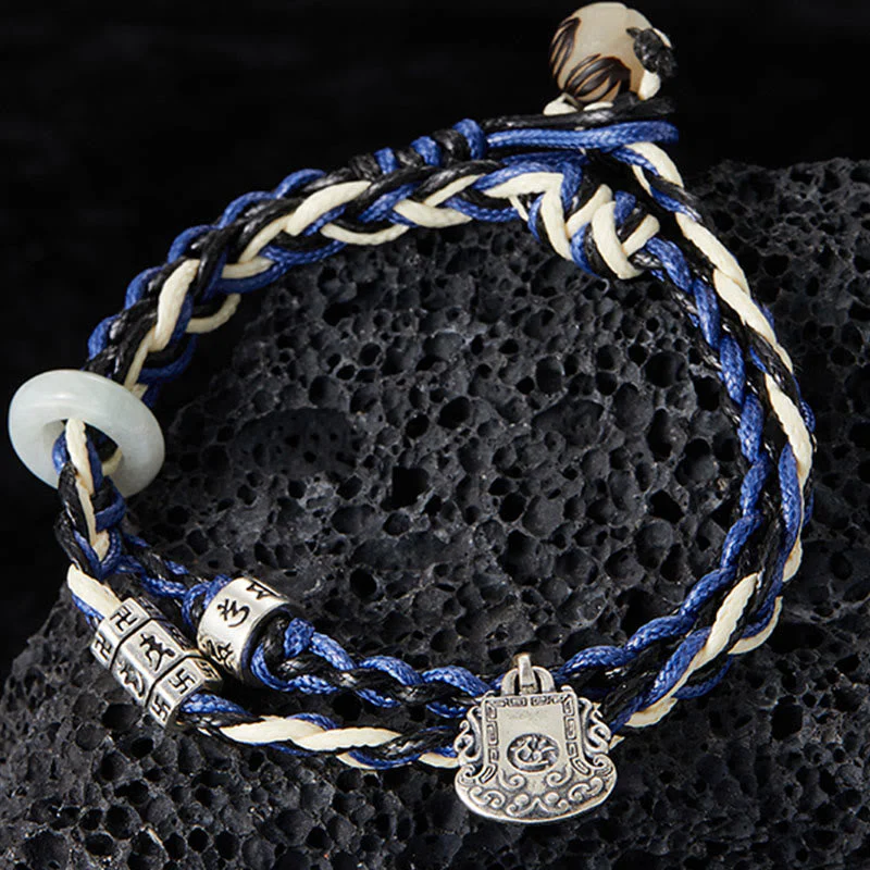 16cm Sterling Silver Om Mani Padme Hum Protection Bracelet - Image 2
