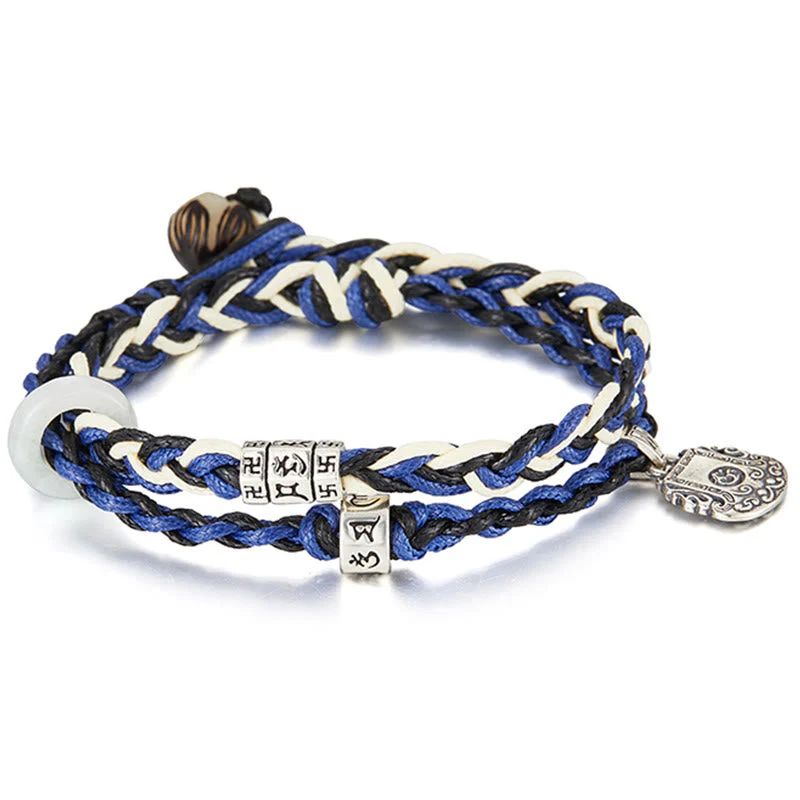 16cm Sterling Silver Om Mani Padme Hum Protection Bracelet - Image 6