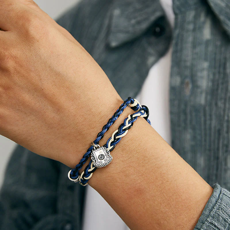 16cm Sterling Silver Om Mani Padme Hum Protection Bracelet - Image 8