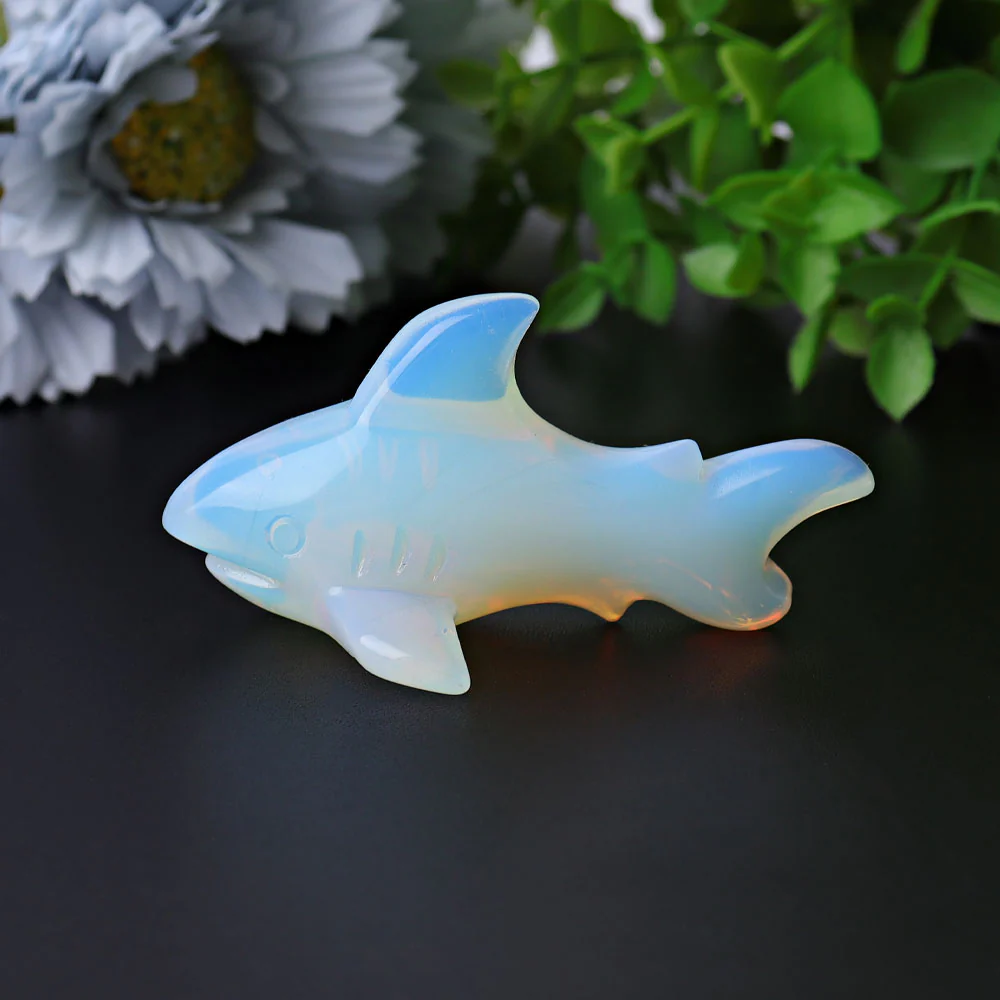2.9-inch Opalite Shark Crystal Animal Carving - Image 2