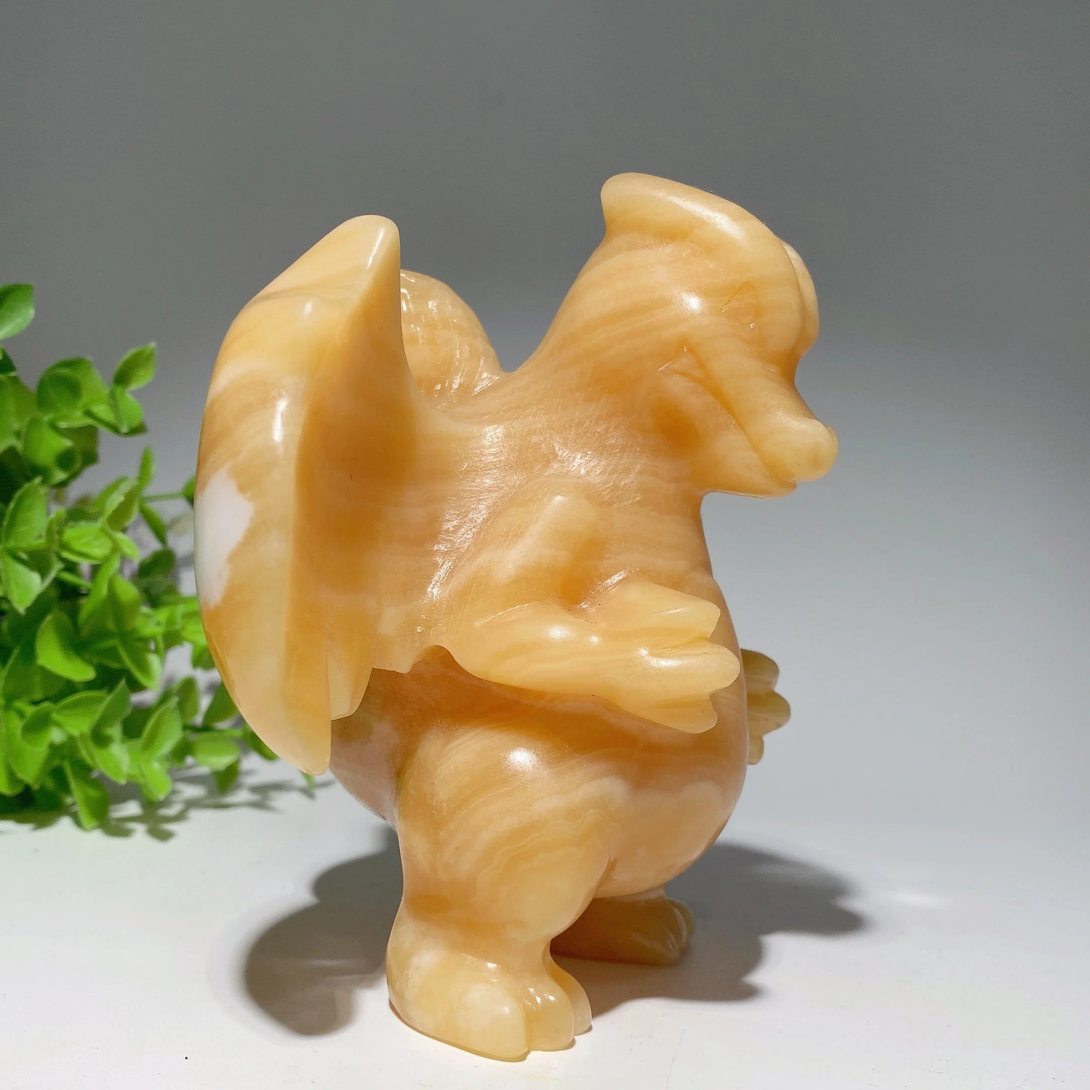 5.1" Orange Calcite Crystal Dragon Carving Figurine - Image 4