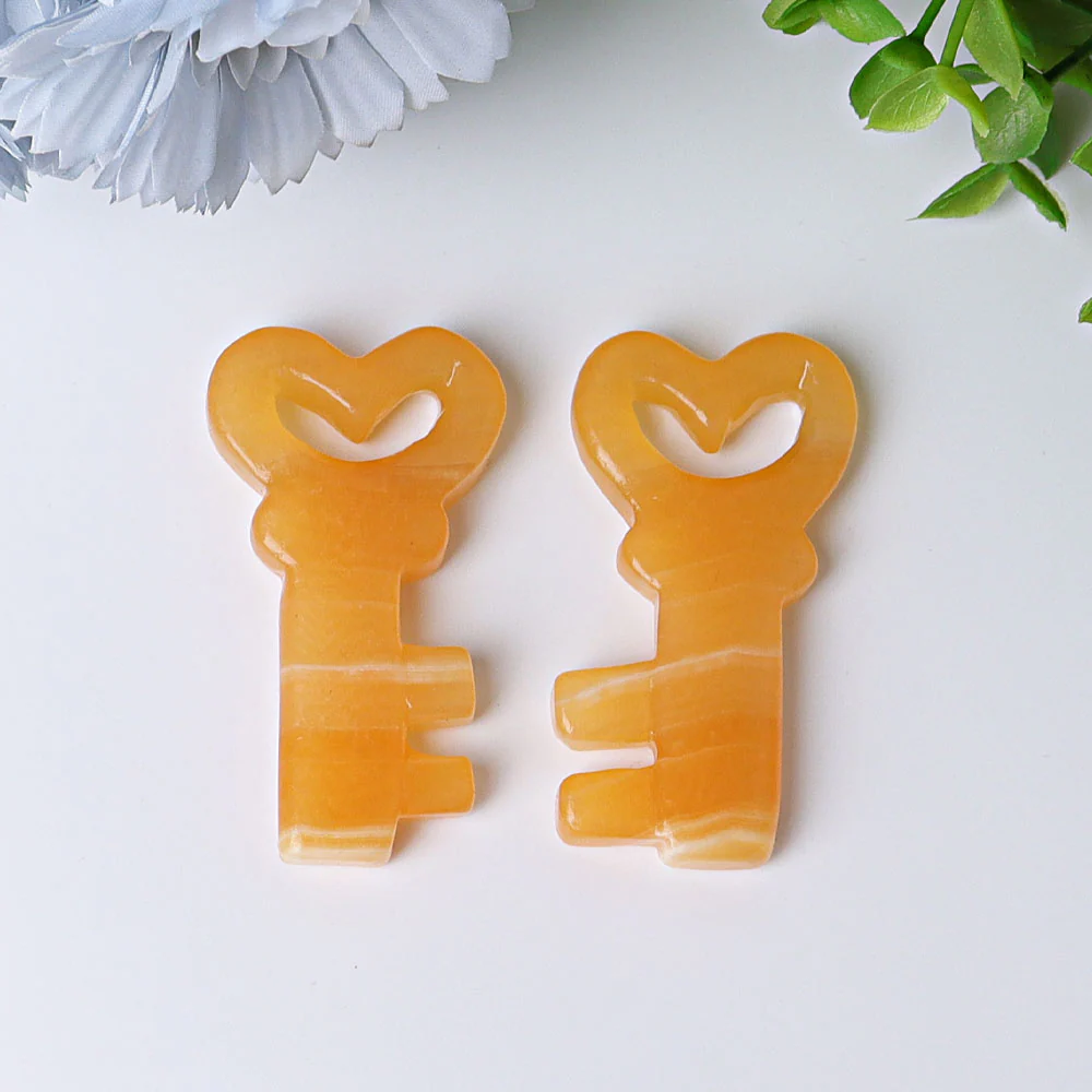 2.3 Inch Orange Calcite Heart Key Crystal Shape for Healing - Image 3