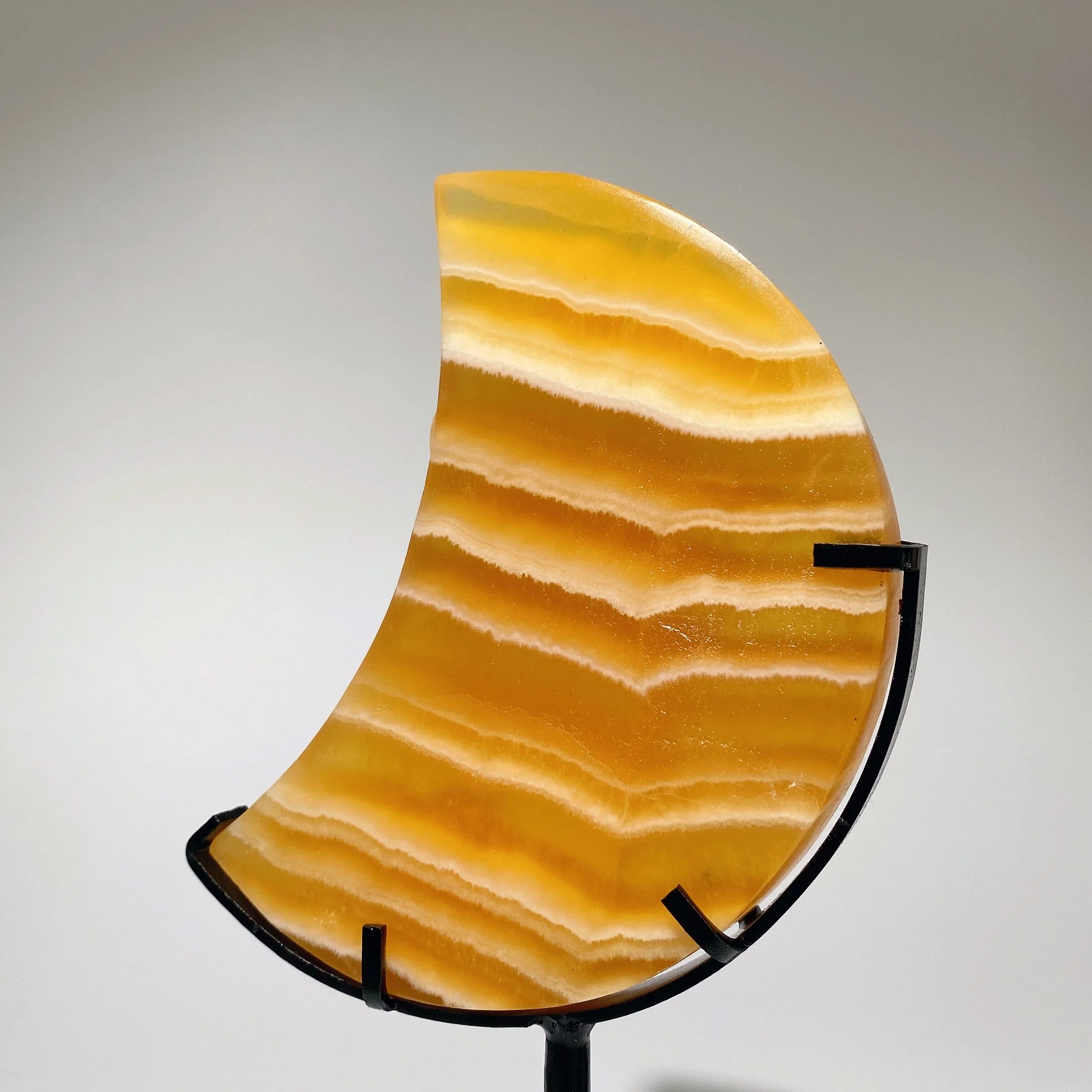 Orange Calcite Moon Crystal Decor 3.8-5.2 inch with Stand - Image 3
