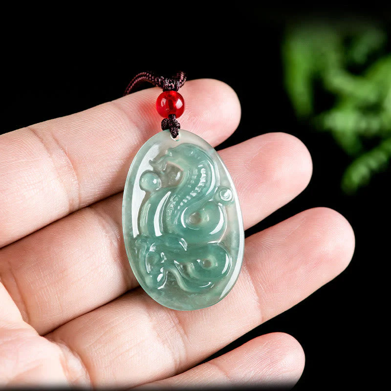 Oval Jade Snake Necklace Pendant for Luck & Protection - Image 5