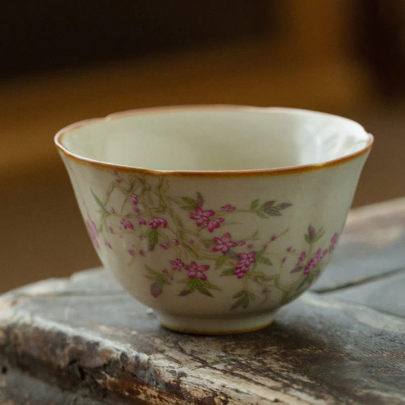 Peach Blossom Ceramic Tea Cup 50ml | Healing Sounds