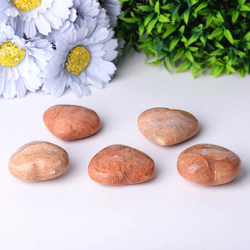 Peach Moonstone Crystal Heart 2-Inch Healing Carving - Image 4