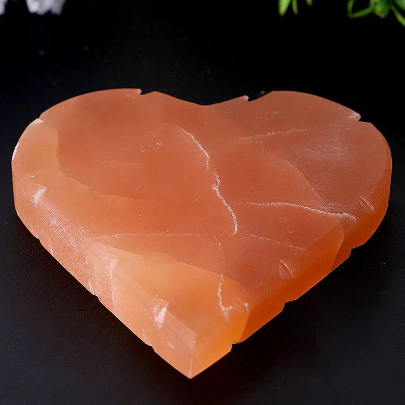 5 inch Peach Selenite Heart Shape Crystal for Meditation - Image 5
