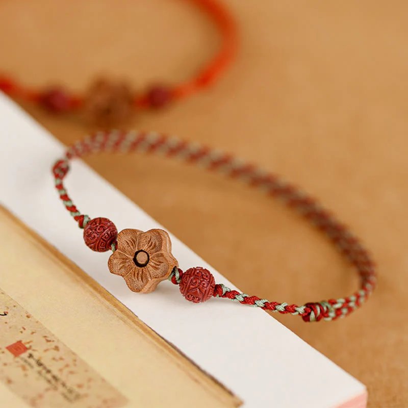 Peach Wood Cinnabar Bracelet Anklet for Wealth and Protection - Image 8
