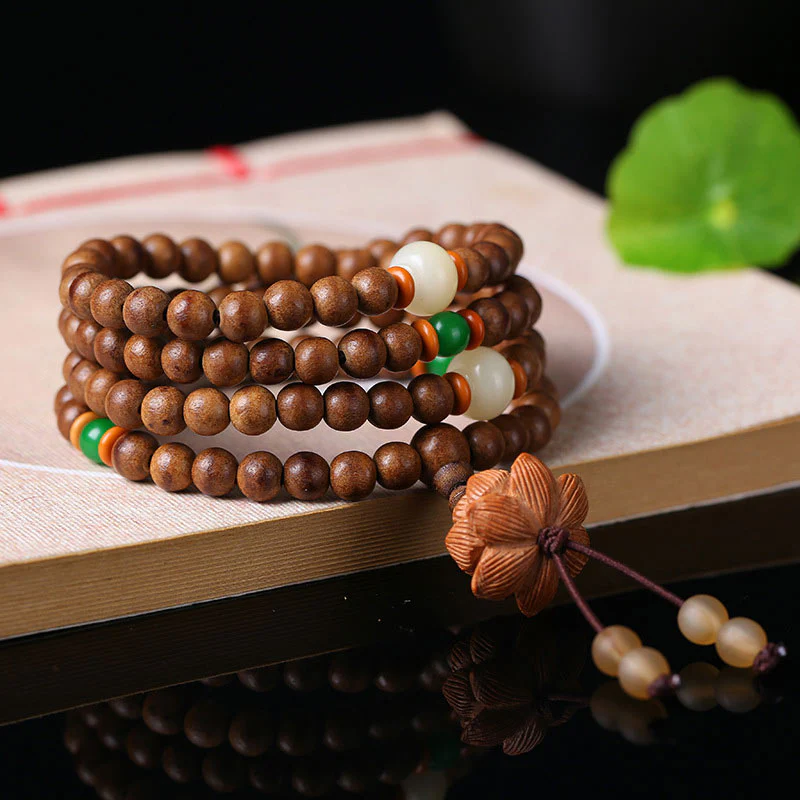 6mm Peach Wood Lotus Bracelet for Meditation & Protection - Image 3
