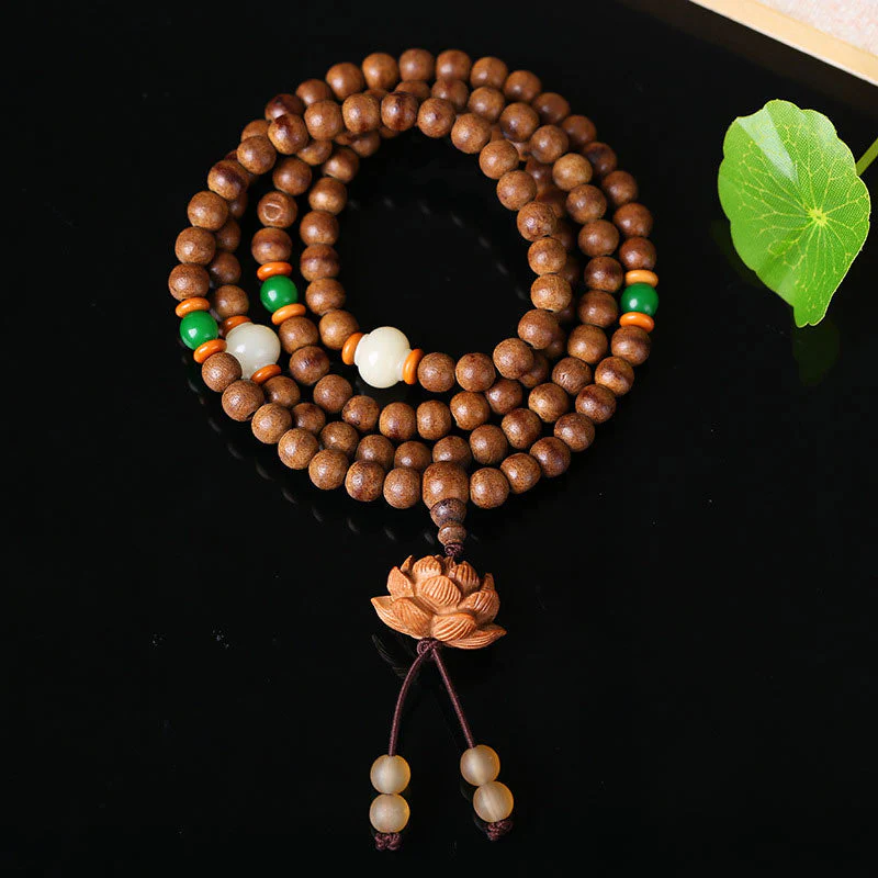 6mm Peach Wood Lotus Bracelet for Meditation & Protection - Image 4