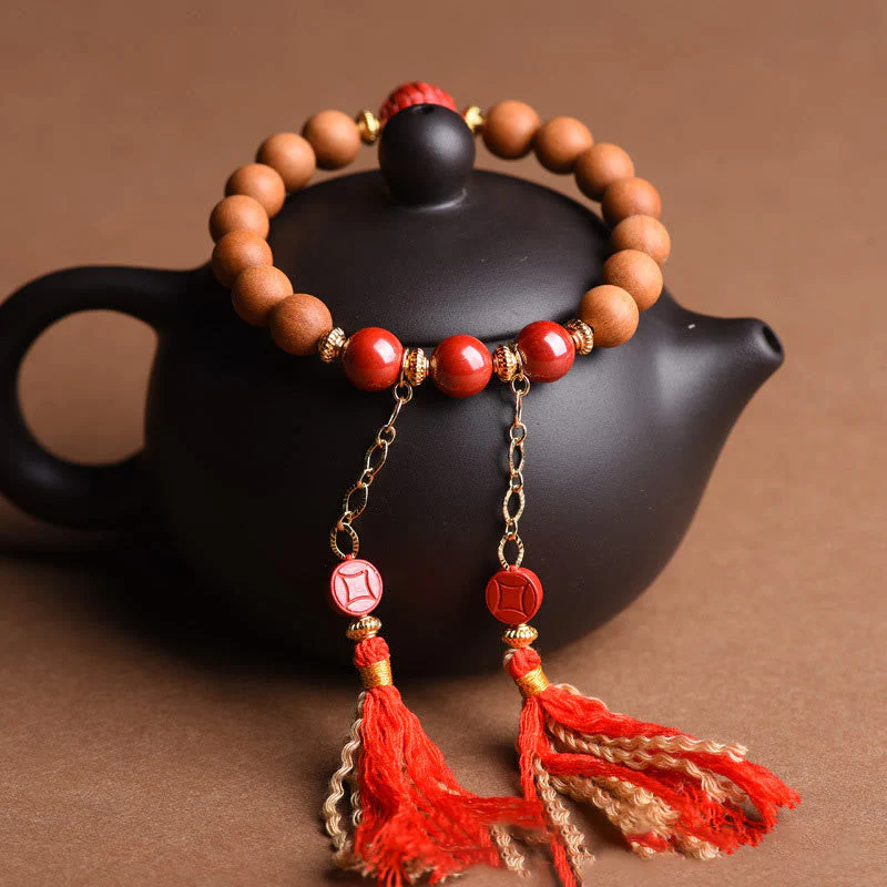Peach Wood Pixiu Bracelet for Wealth & Protection 8mm Beads - Image 3