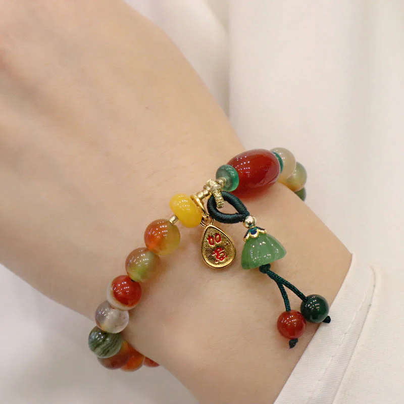 8mm Peacock Agate Ruyi As One Wishes Bracelet - Image 4