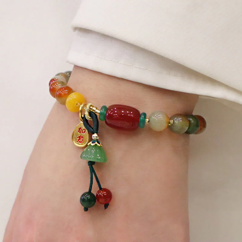 8mm Peacock Agate Ruyi As One Wishes Bracelet - Image 6