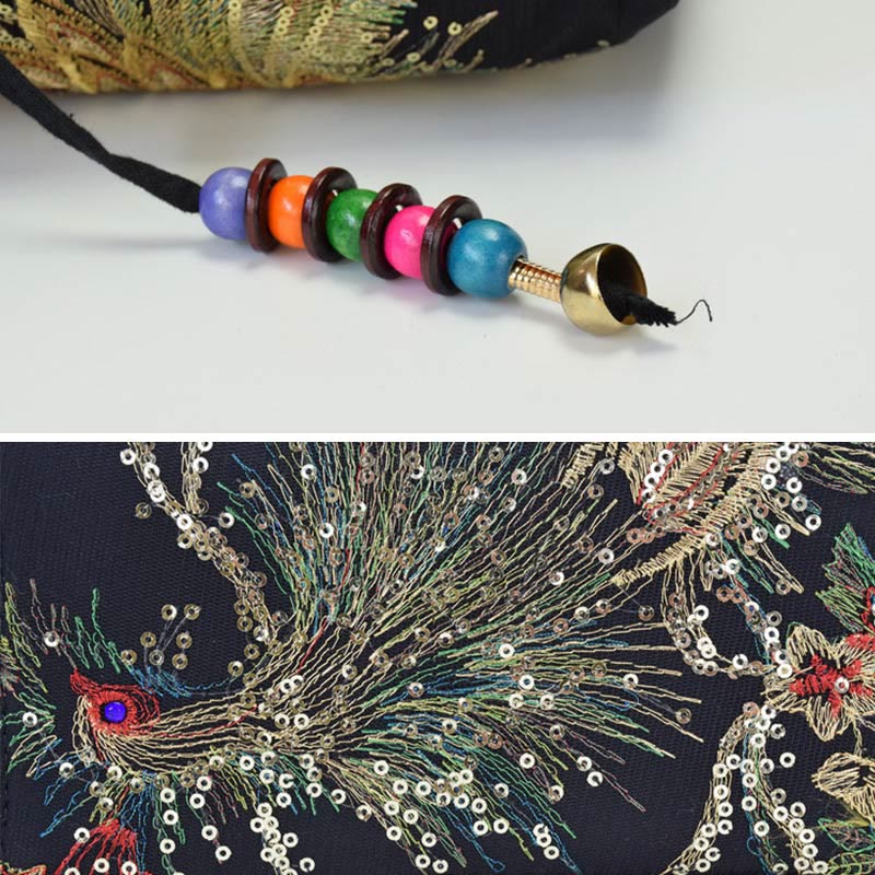 Peacock Embroidered Tote Bag | Canvas Shoulder Crossbody - Image 12