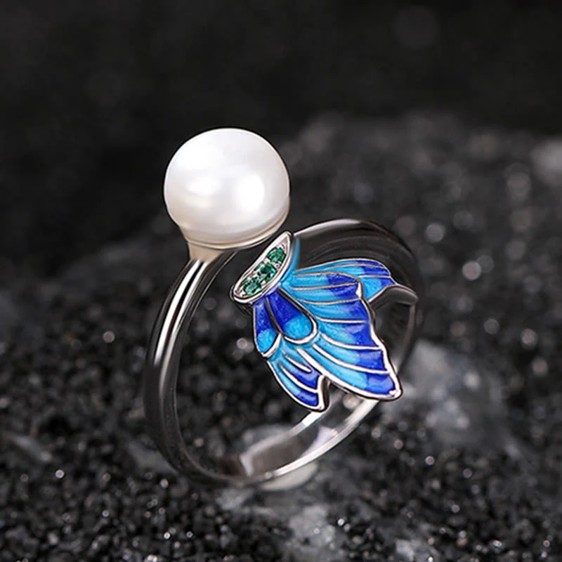 925 Sterling Silver Pearl Butterfly Healing Jewelry Set - Image 12