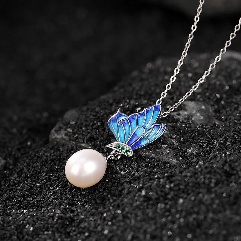925 Sterling Silver Pearl Butterfly Healing Jewelry Set - Image 2