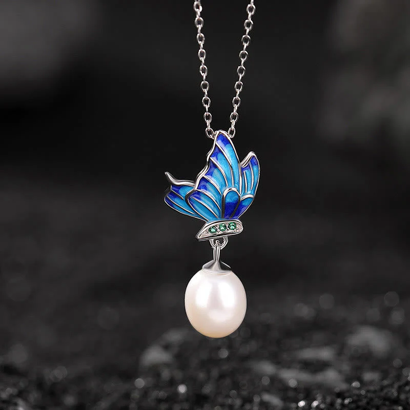 925 Sterling Silver Pearl Butterfly Healing Jewelry Set - Image 3