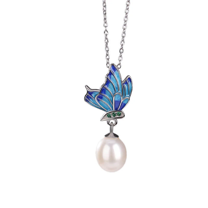 925 Sterling Silver Pearl Butterfly Healing Jewelry Set - Image 6