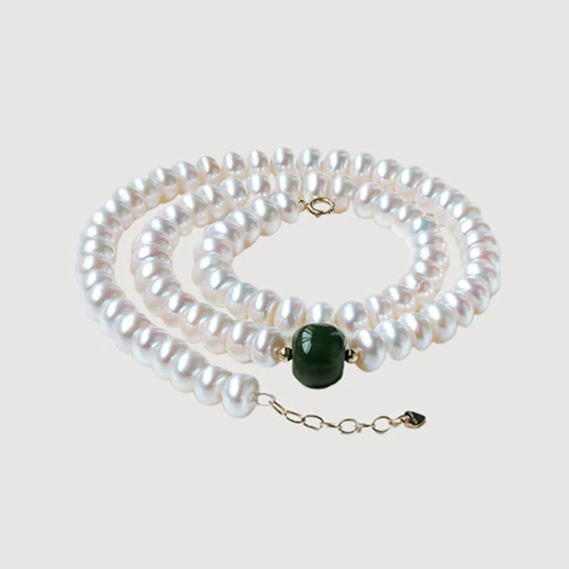 Pearl Hetian Jade & Aquamarine 42cm Necklace Bracelet - Image 7