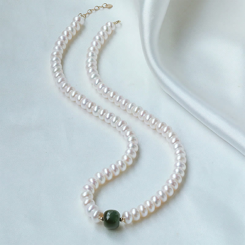 Pearl Hetian Jade & Aquamarine 42cm Necklace Bracelet - Image 8
