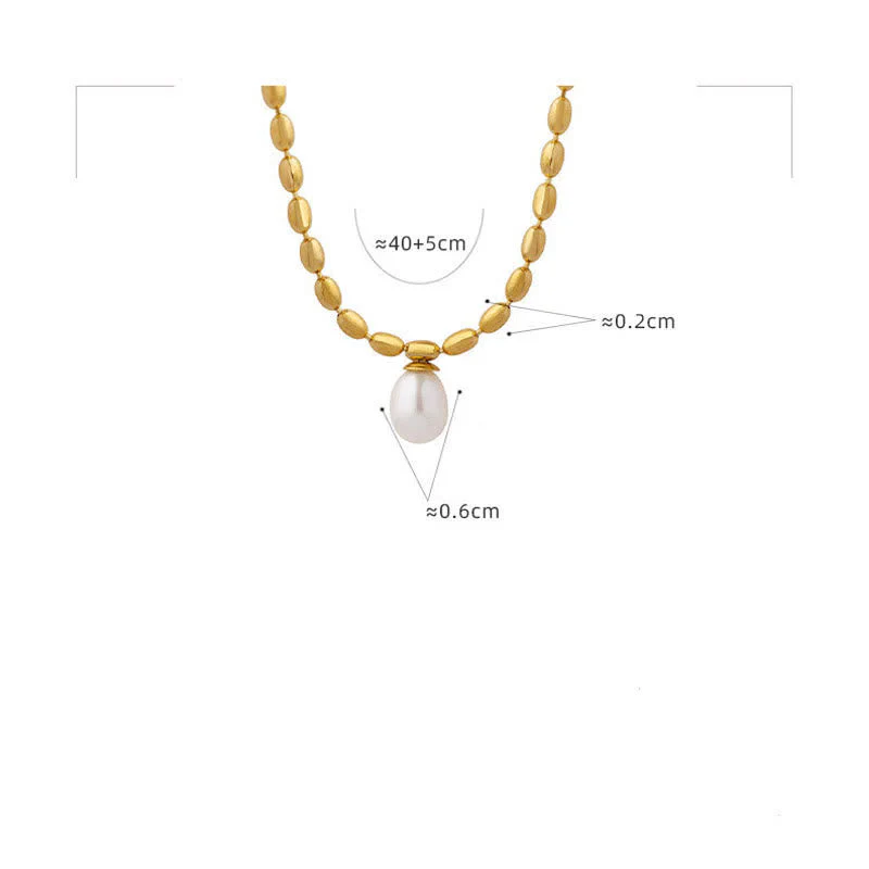 Pearl Necklace Peace Pendant | Calming Titanium Steel Chain - Image 9