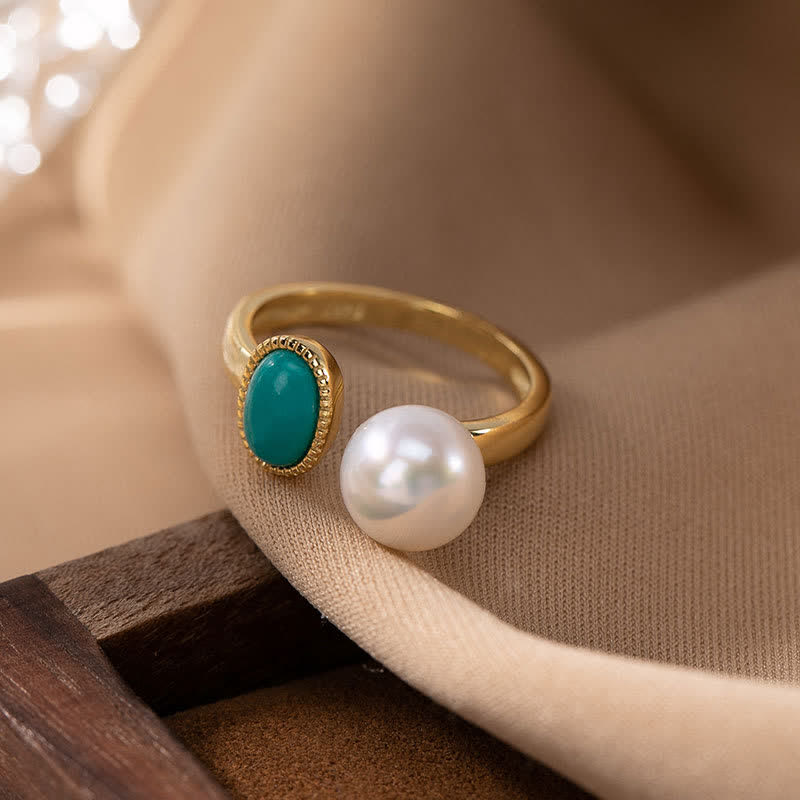 925 Sterling Silver Pearl Turquoise Healing Jewelry Set - Image 2