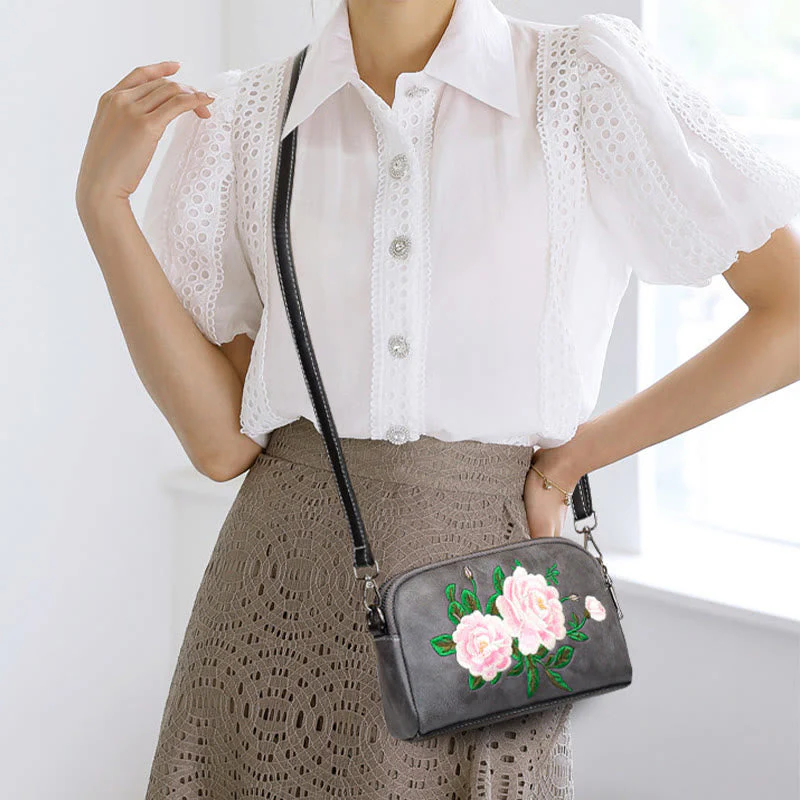 Peony Su Embroidery Crossbody Bag 15cm Shoulder Bag - Image 29