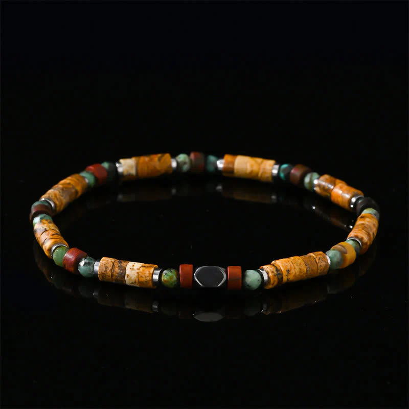 4mm Picture Jasper Turquoise Hematite Positive Bracelet - Image 3