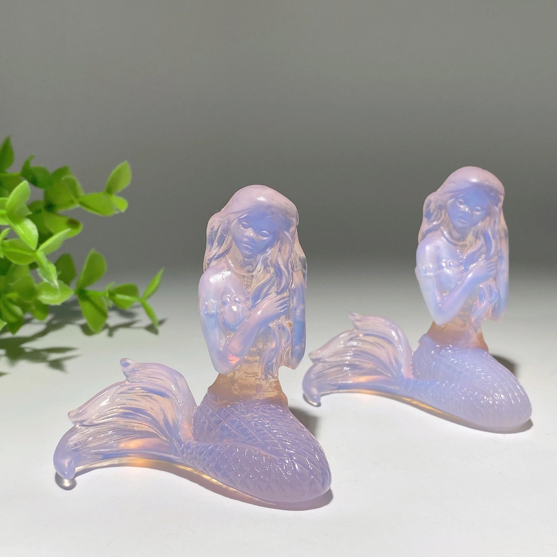 2.5 Inch Pink Opalite Mermaid Crystal Figurine Carving - Image 3