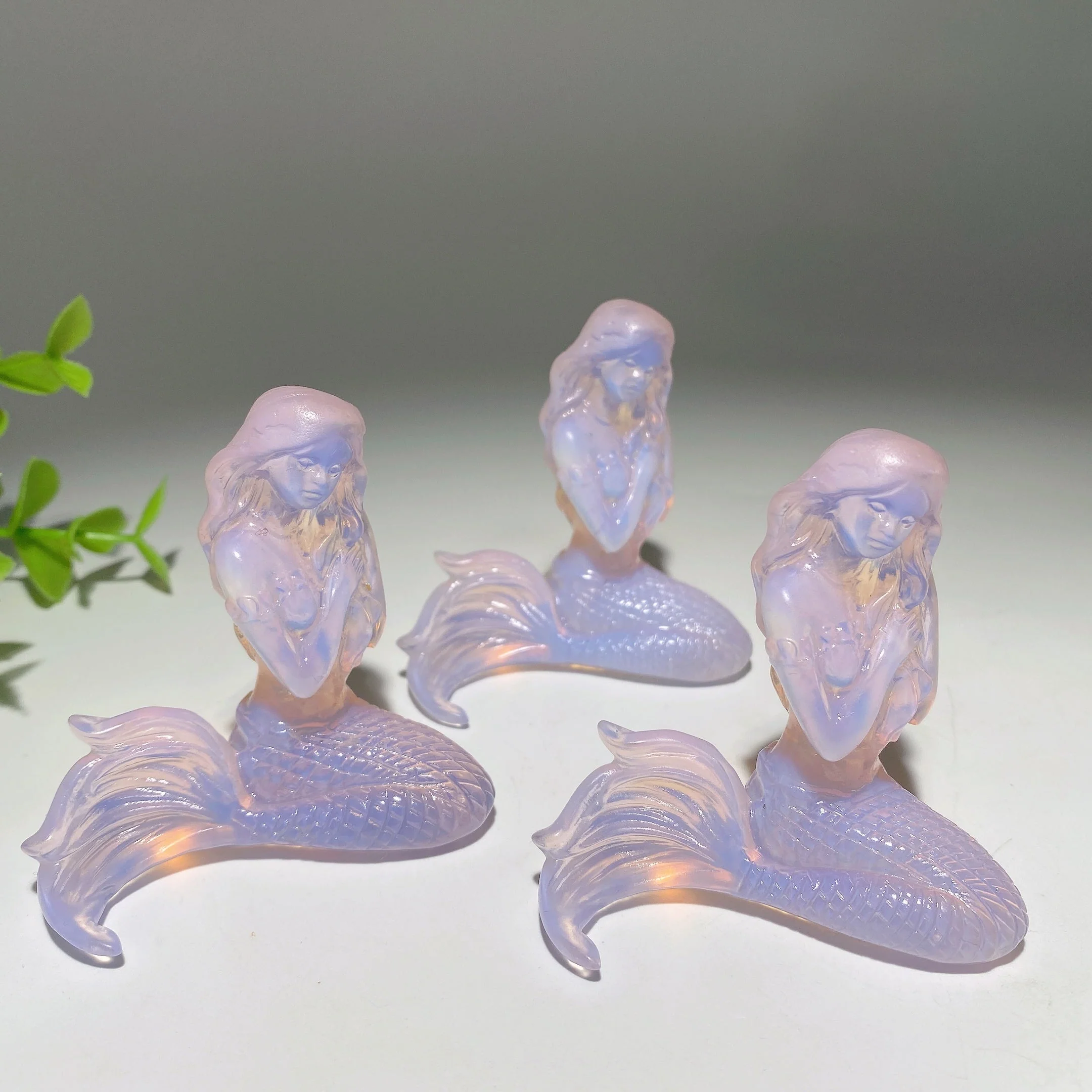 2.5 Inch Pink Opalite Mermaid Crystal Figurine Carving - Image 4