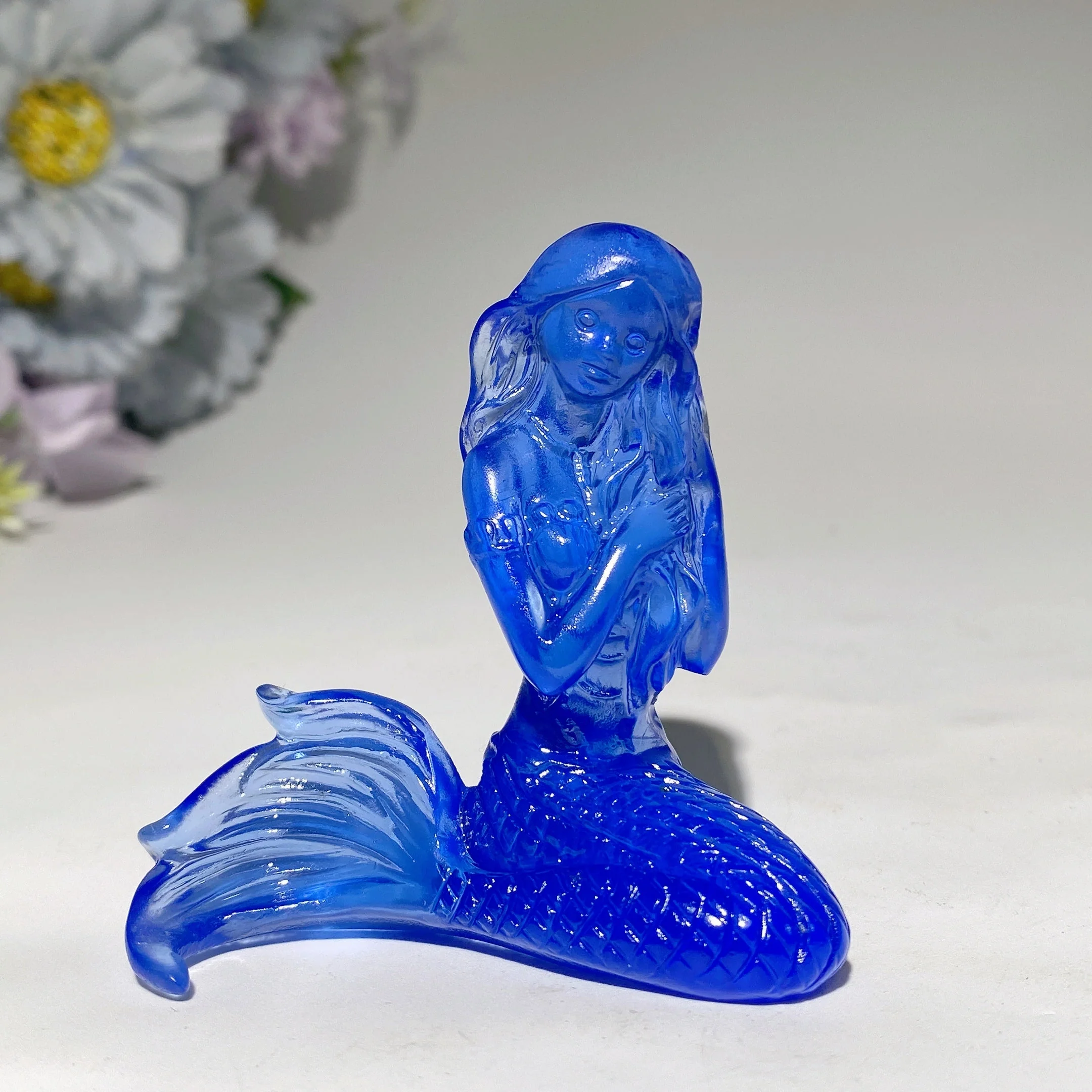 2.5 Inch Pink Opalite Mermaid Crystal Figurine Carving - Image 6
