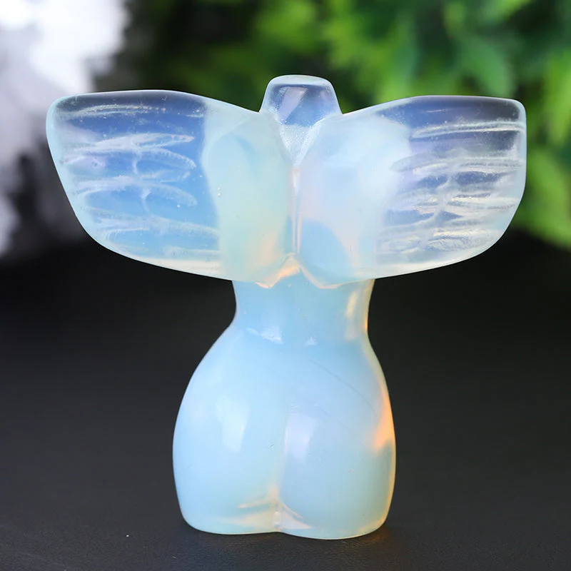 2 Inch Pink Opalite Crystal Angel Figurine with Wings - Image 9