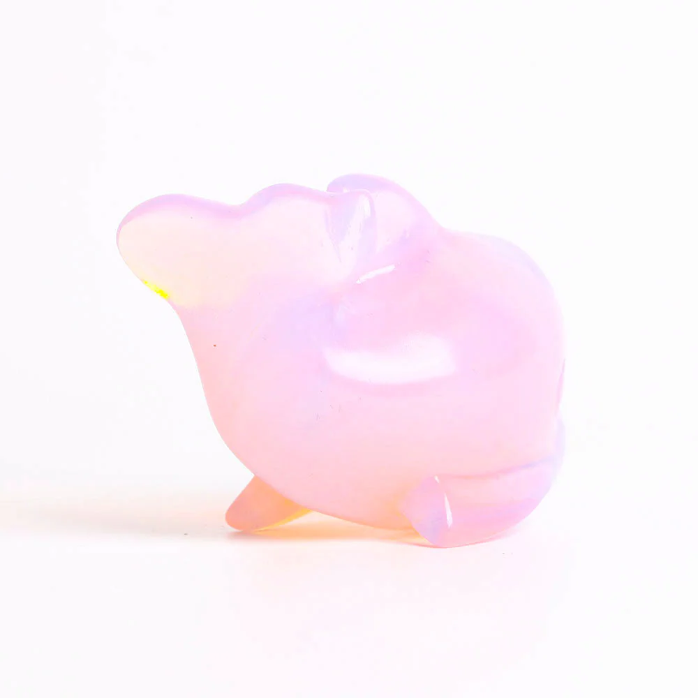 Pink Opalite Crystal Dolphin Carving 2.8 Inch Figurine - Image 5