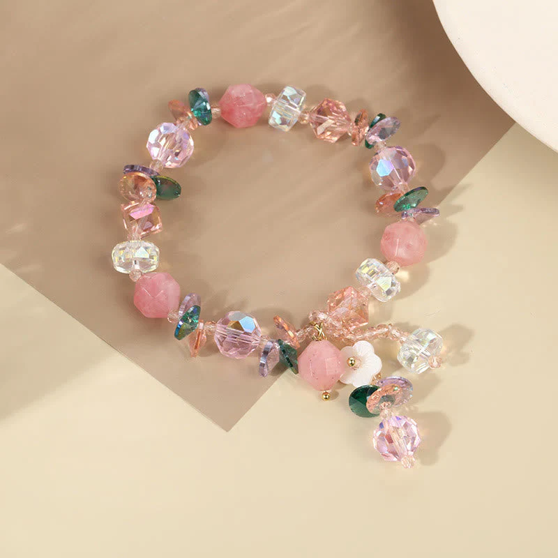 14-16cm Pink Green White Crystal Healing Bracelet - Image 10